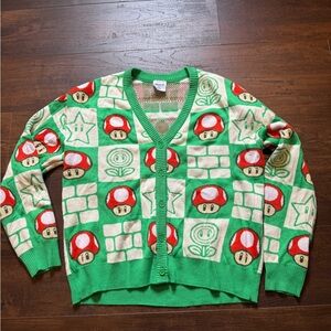 Nintendo Green and Red Mushroom Sweater
